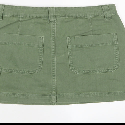Marks and Spencer Girls Green Cotton A-Line Skirt Size 10-11 Years Regular Zip