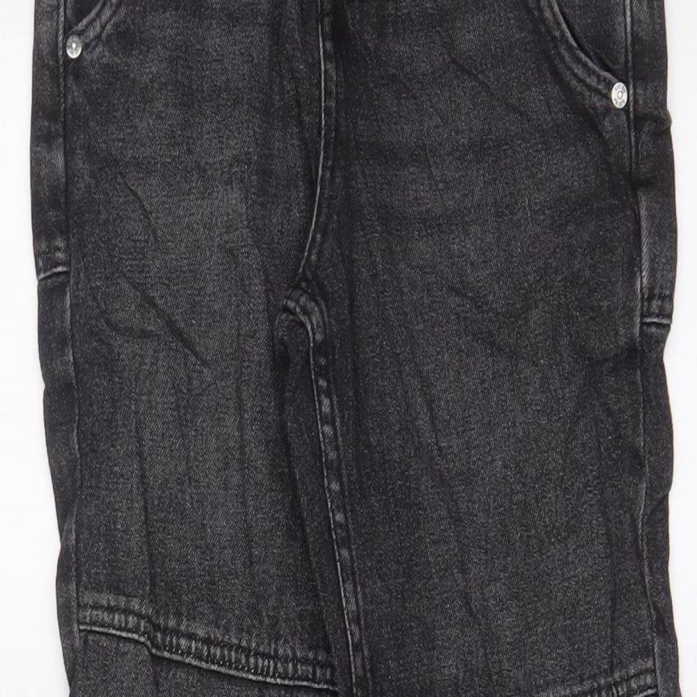 Marks and Spencer Girls Black Cotton Straight Jeans Size 9-10 Years L23 in Regular Zip - Pockets