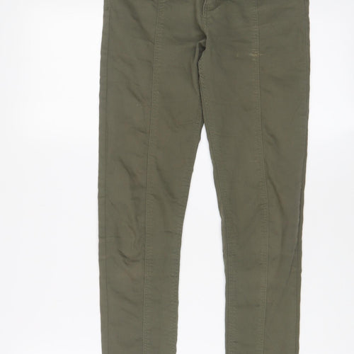 H&M Girls Green Cotton Skinny Jeans Size 12-13 Years L28 in Regular Zip - Zip Pockets