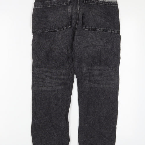 Marks and Spencer Girls Black Cotton Straight Jeans Size 11-12 Years L25 in Regular Zip - Pockets
