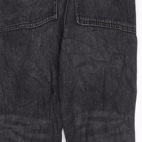 Marks and Spencer Girls Black Cotton Straight Jeans Size 11-12 Years L25 in Regular Zip - Pockets