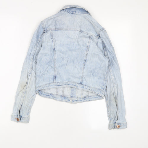 H&M Girls Blue Jacket Size 10-11 Years Button - Pockets