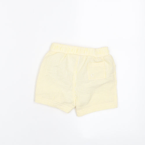Marks and Spencer Baby Yellow Plaid Cotton Cropped Trousers Size 6-9 Months Drawstring