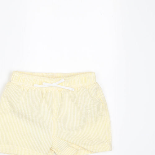 Marks and Spencer Baby Yellow Plaid Cotton Cropped Trousers Size 6-9 Months Drawstring