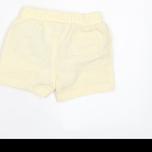 Marks and Spencer Baby Yellow Plaid Cotton Cropped Trousers Size 6-9 Months Drawstring