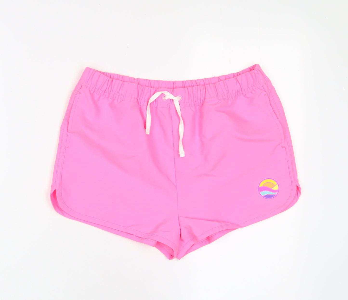 Marks and Spencer Girls Pink Polyester Sweat Shorts Size 12-13 Years Regular Drawstring - Swim shorts