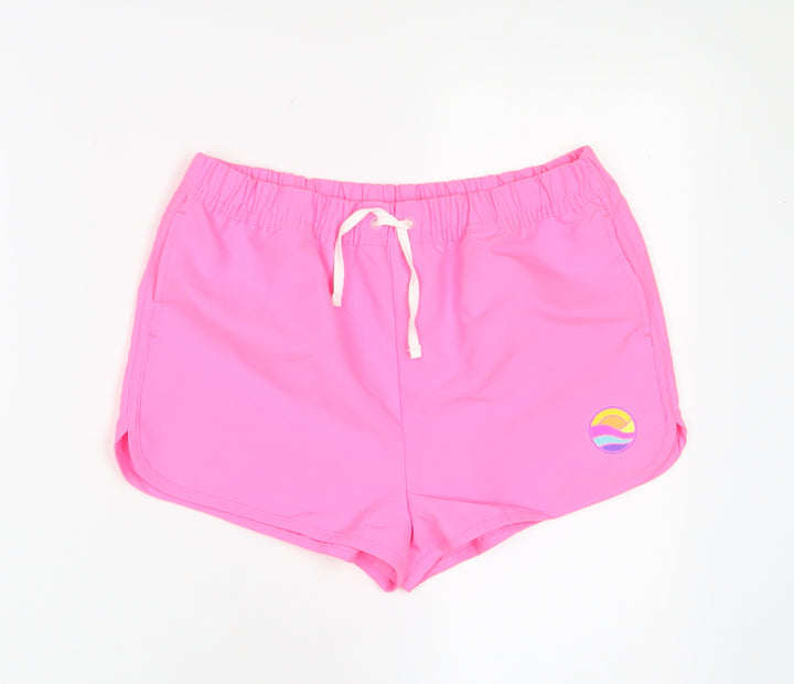 Marks and Spencer Girls Pink Polyester Sweat Shorts Size 12-13 Years Regular Drawstring - Swim shorts