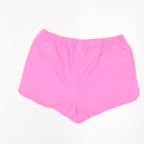 Marks and Spencer Girls Pink Polyester Sweat Shorts Size 12-13 Years Regular Drawstring - Swim shorts
