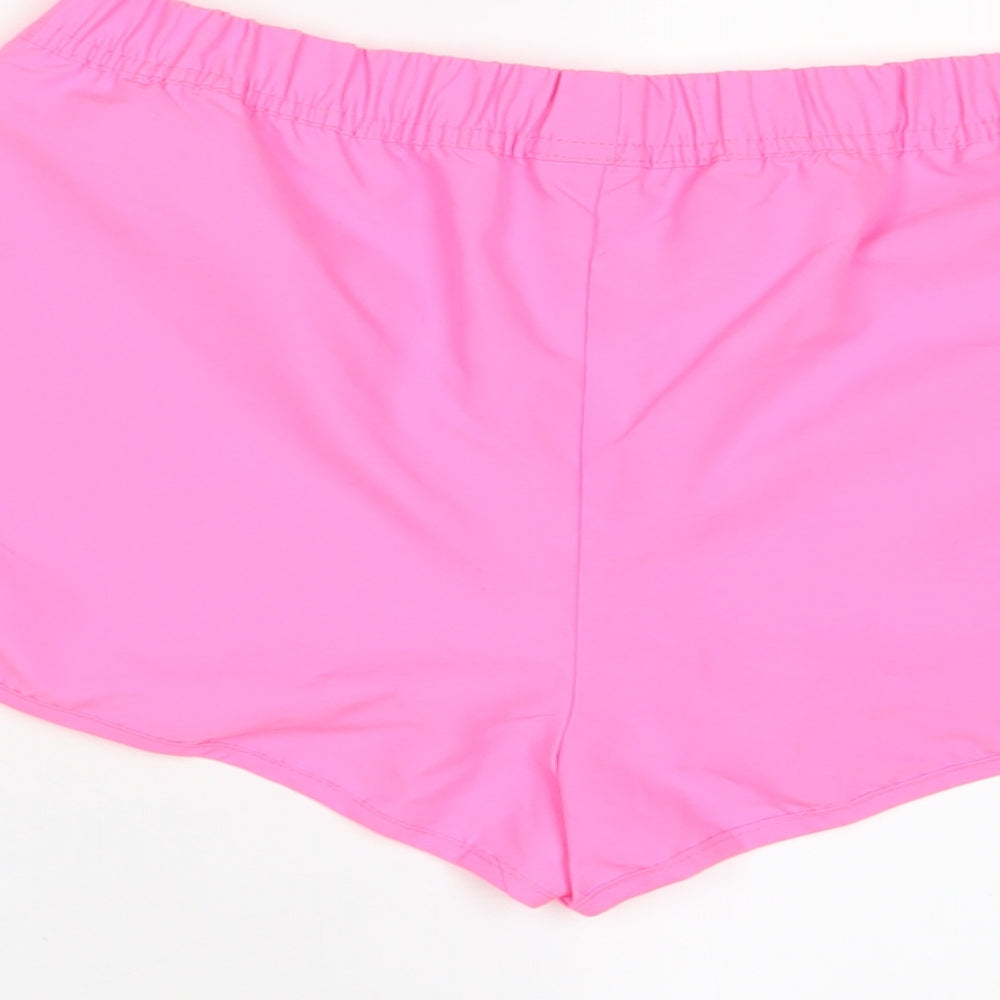Marks and Spencer Girls Pink Polyester Sweat Shorts Size 12-13 Years Regular Drawstring - Swim shorts