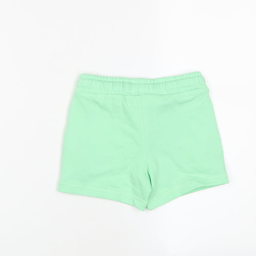 Marks and Spencer Boys Green Cotton Sweat Shorts Size 2-3 Years Regular Drawstring - Pockets