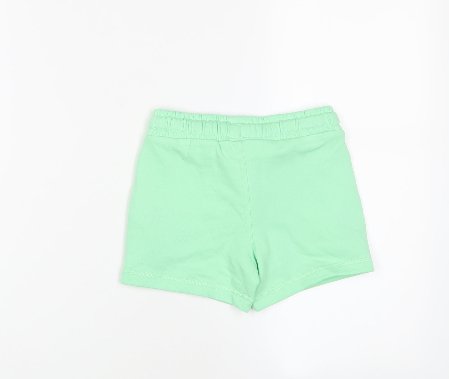 Marks and Spencer Boys Green Cotton Sweat Shorts Size 2-3 Years Regular Drawstring - Pockets