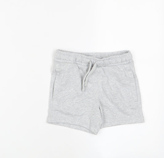 Marks and Spencer Boys Grey Cotton Sweat Shorts Size 2-3 Years Regular Drawstring