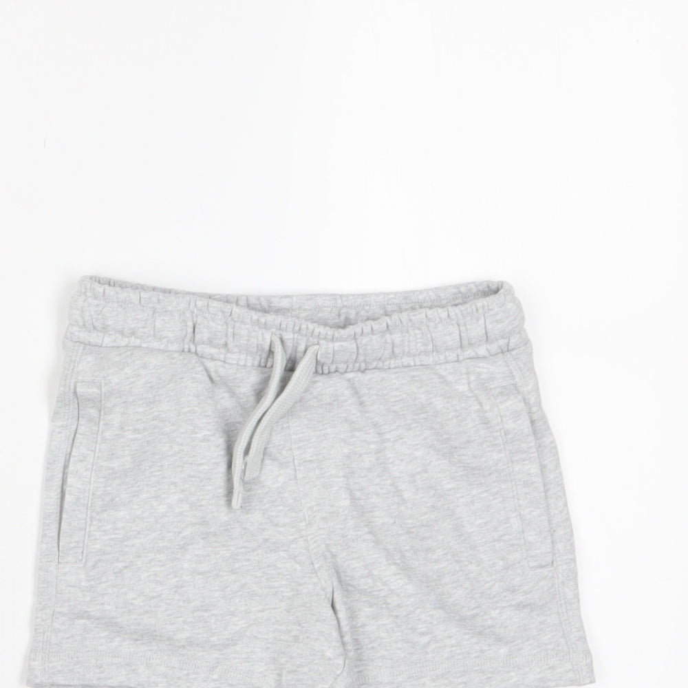 Marks and Spencer Boys Grey Cotton Sweat Shorts Size 2-3 Years Regular Drawstring