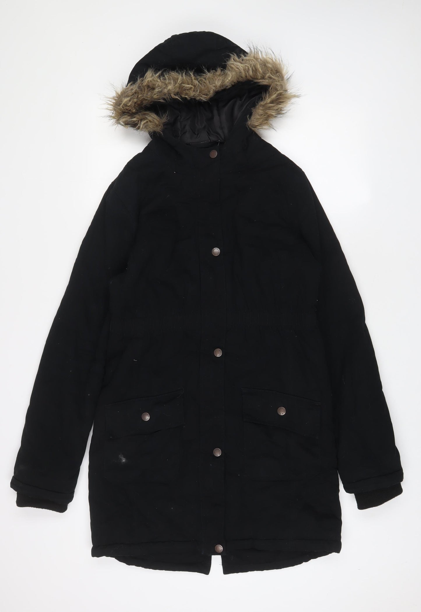 Pepperts Girls Black Basic Coat Coat Size 14-15 Years Zip - Pockets