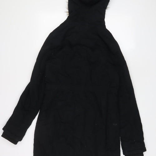 Pepperts Girls Black Basic Coat Coat Size 14-15 Years Zip - Pockets