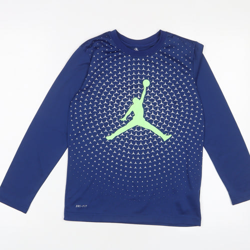 Nike Boys Blue Polyester Basic Casual Size 8-9 Years Crew Neck Pullover - 8-10 Years