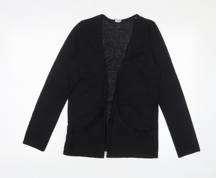 M&Co Girls Black V-Neck Polyester Cardigan Jumper Size 13 Years Pullover - Open, Pockets