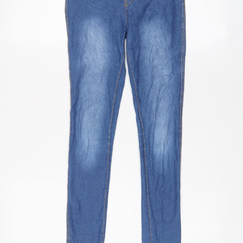 H&M Girls Blue Cotton Skinny Jeans Size 10-11 Years L25 in Regular Pullover
