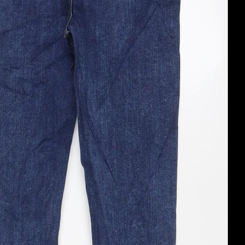 Marks and Spencer Girls Blue Geometric Cotton Skinny Jeans Size 8-9 Years L22 in Regular Zip - Star Pattern