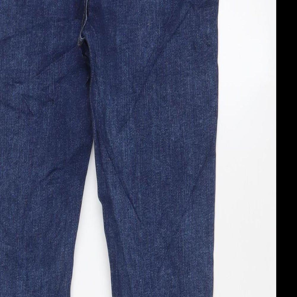 Marks and Spencer Girls Blue Geometric Cotton Skinny Jeans Size 8-9 Years L22 in Regular Zip - Star Pattern