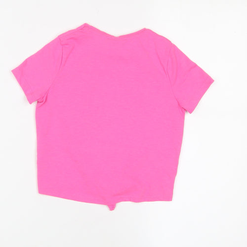 Troll Girls Pink Cotton Basic T-Shirt Size 6-7 Years Crew Neck Pullover - Sequin