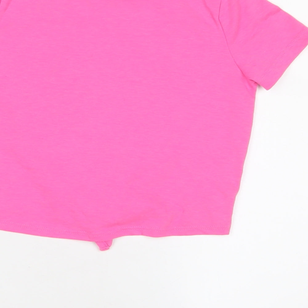 Troll Girls Pink Cotton Basic T-Shirt Size 6-7 Years Crew Neck Pullover - Sequin