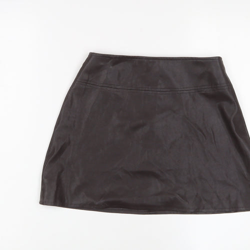Mario Girls Brown Polyurethane A-Line Skirt Size 10 Years Regular Zip