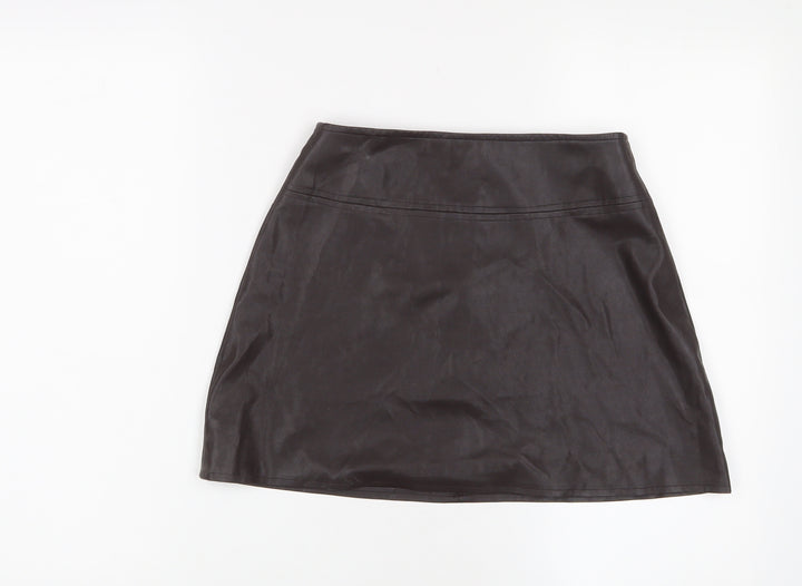 Mario Girls Brown Polyurethane A-Line Skirt Size 10 Years Regular Zip
