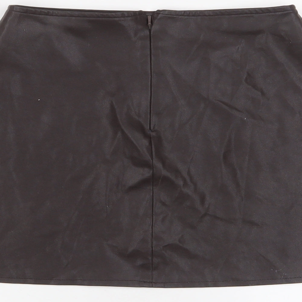 Mario Girls Brown Polyurethane A-Line Skirt Size 10 Years Regular Zip