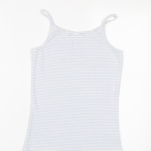 NEXT Girls Blue Striped Cotton Camisole Tank Size 12 Years Square Neck Pullover