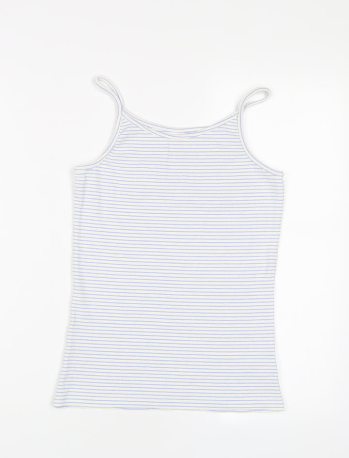 NEXT Girls Blue Striped Cotton Camisole Tank Size 12 Years Square Neck Pullover