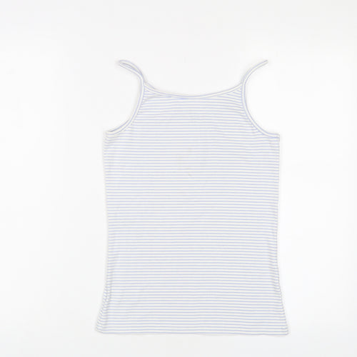 NEXT Girls Blue Striped Cotton Camisole Tank Size 12 Years Square Neck Pullover