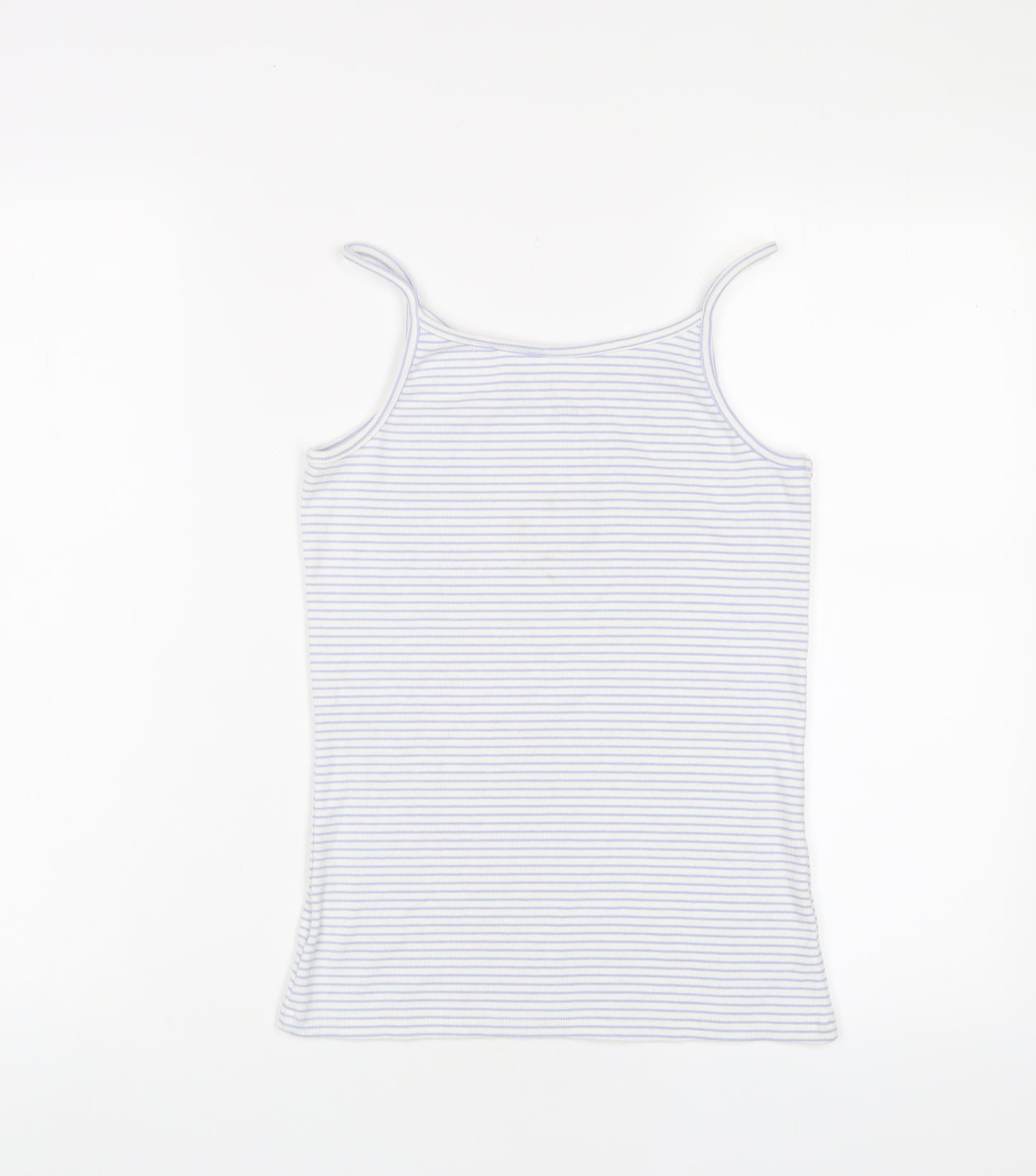 NEXT Girls Blue Striped Cotton Camisole Tank Size 12 Years Square Neck Pullover