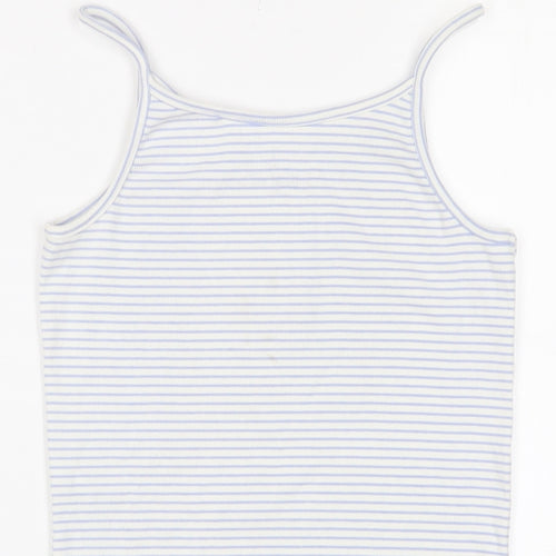 NEXT Girls Blue Striped Cotton Camisole Tank Size 12 Years Square Neck Pullover