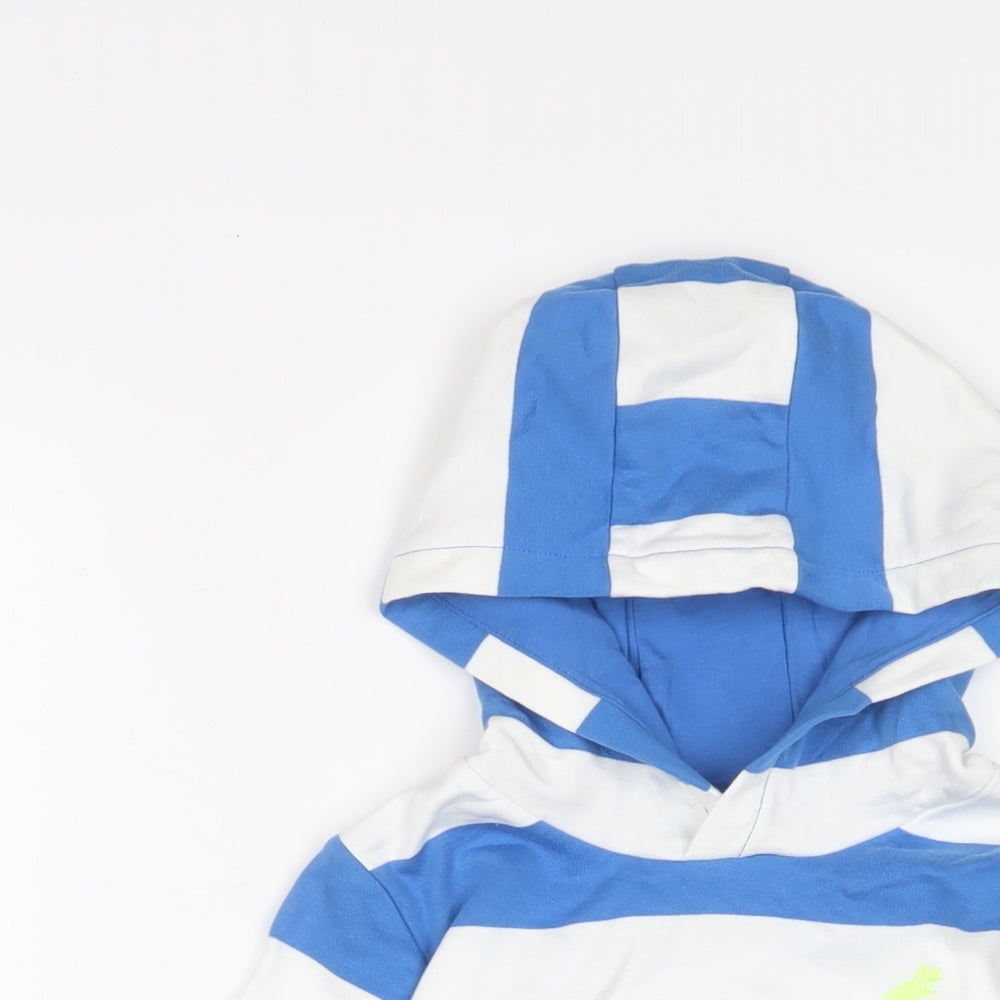 Marks and Spencer Boys Blue Striped Cotton Pullover Hoodie Size 5-6 Years Pullover - Logo, Embroidered