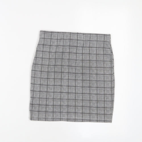 New Look Girls Grey Plaid Polyester A-Line Skirt Size 10-11 Years Regular Zip