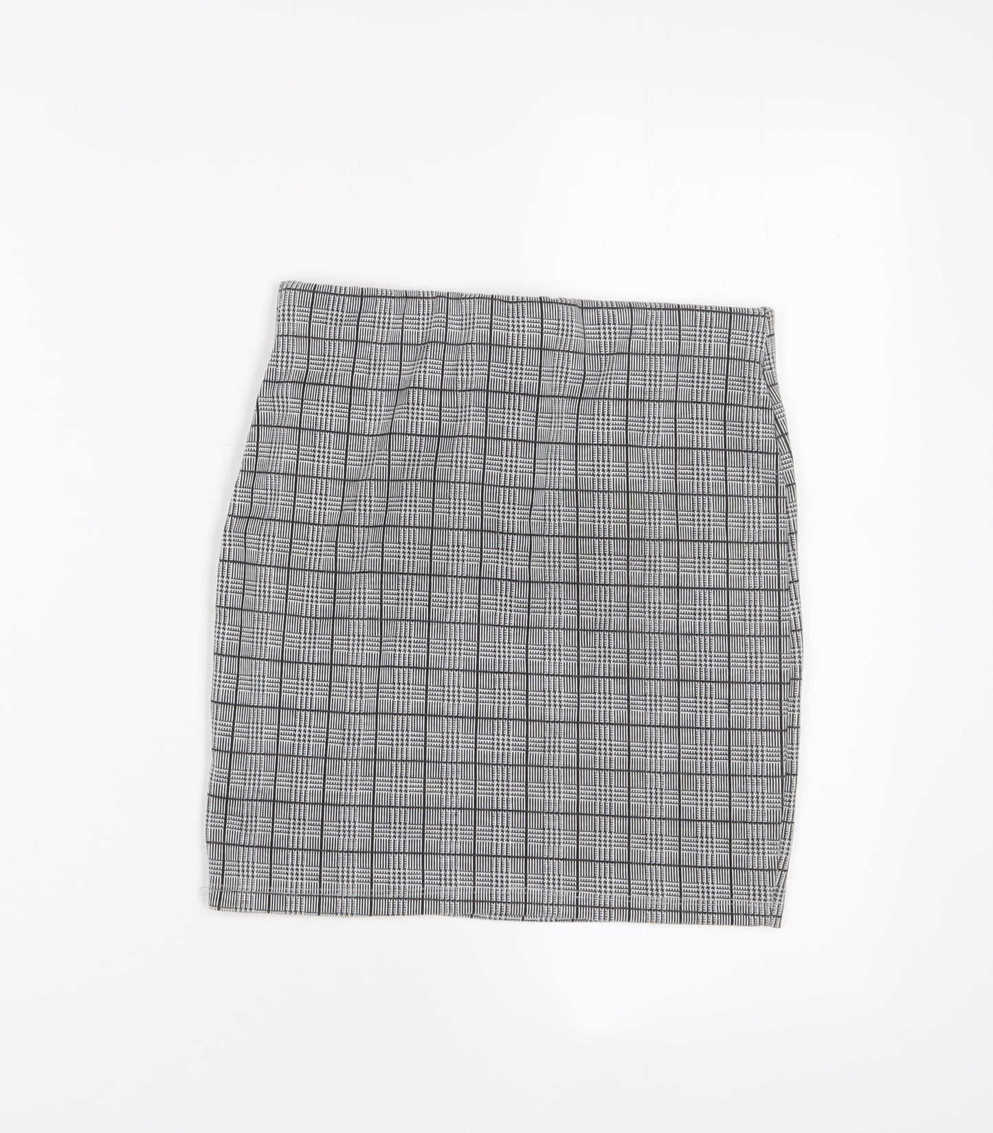 New Look Girls Grey Plaid Polyester A-Line Skirt Size 10-11 Years Regular Zip