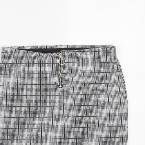 New Look Girls Grey Plaid Polyester A-Line Skirt Size 10-11 Years Regular Zip