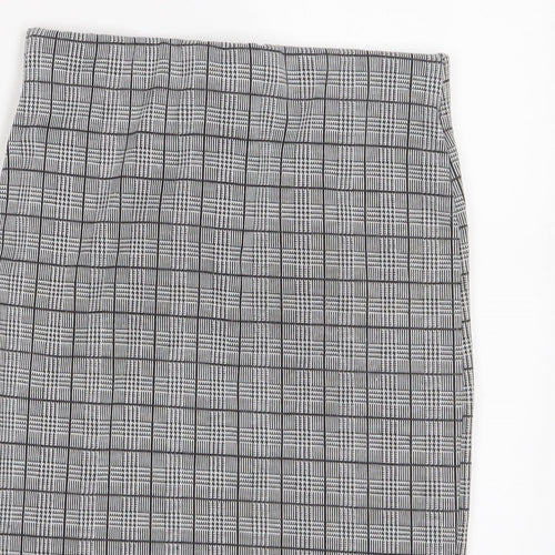 New Look Girls Grey Plaid Polyester A-Line Skirt Size 10-11 Years Regular Zip