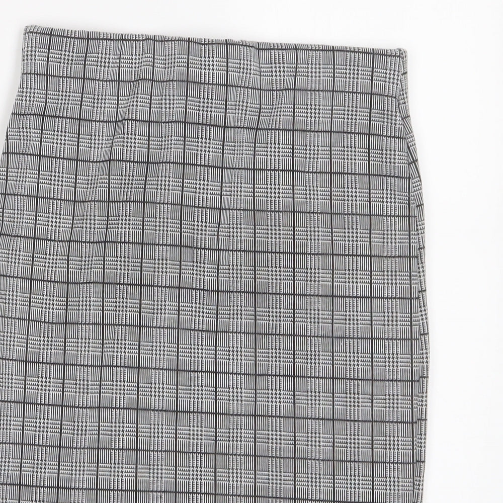 New Look Girls Grey Plaid Polyester A-Line Skirt Size 10-11 Years Regular Zip