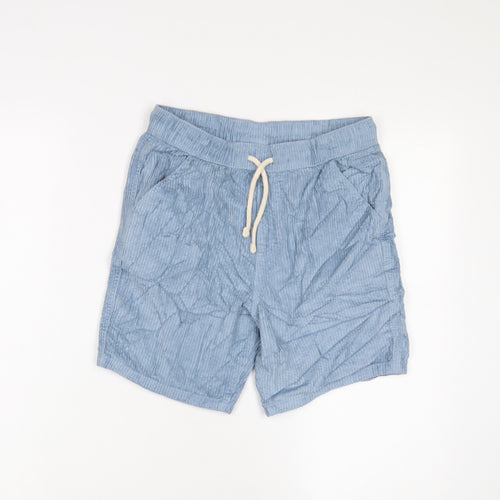 Marks and Spencer Boys Blue Cotton Bermuda Shorts Size 11-12 Years L7 in Regular Drawstring - Pockets