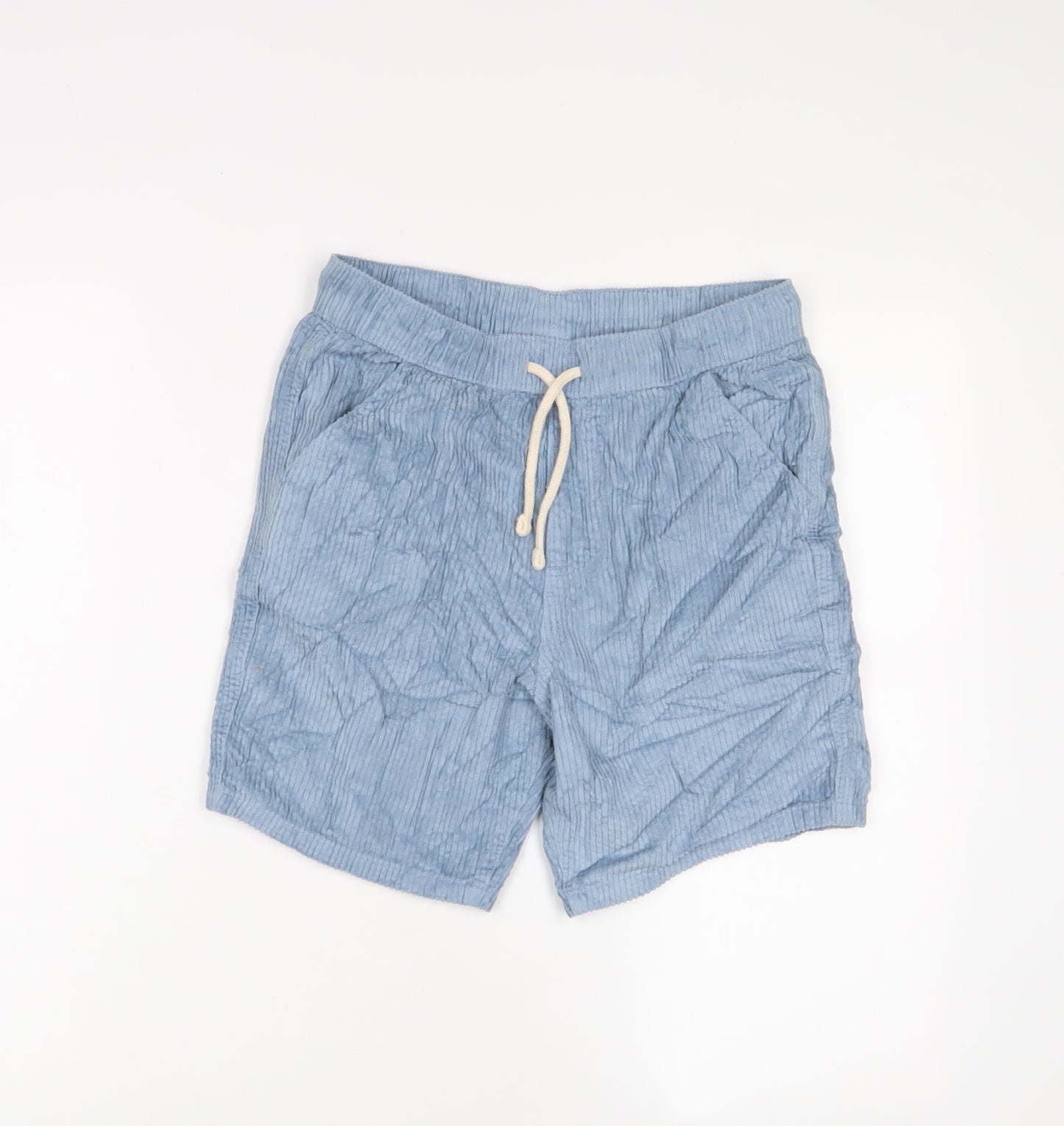 Marks and Spencer Boys Blue Cotton Bermuda Shorts Size 11-12 Years L7 in Regular Drawstring - Pockets