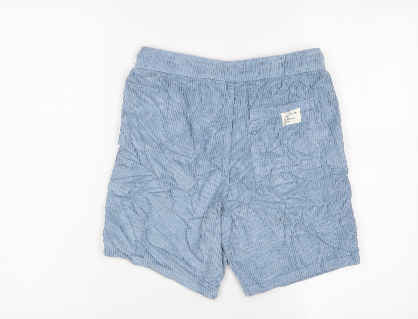 Marks and Spencer Boys Blue Cotton Bermuda Shorts Size 11-12 Years L7 in Regular Drawstring - Pockets