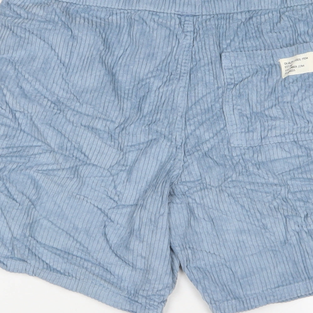 Marks and Spencer Boys Blue Cotton Bermuda Shorts Size 11-12 Years L7 in Regular Drawstring - Pockets