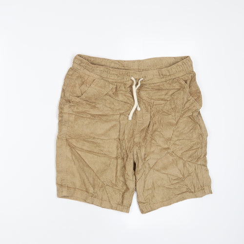 Marks and Spencer Boys Brown Cotton Bermuda Shorts Size 13-14 Years L7 in Regular Drawstring - Pockets