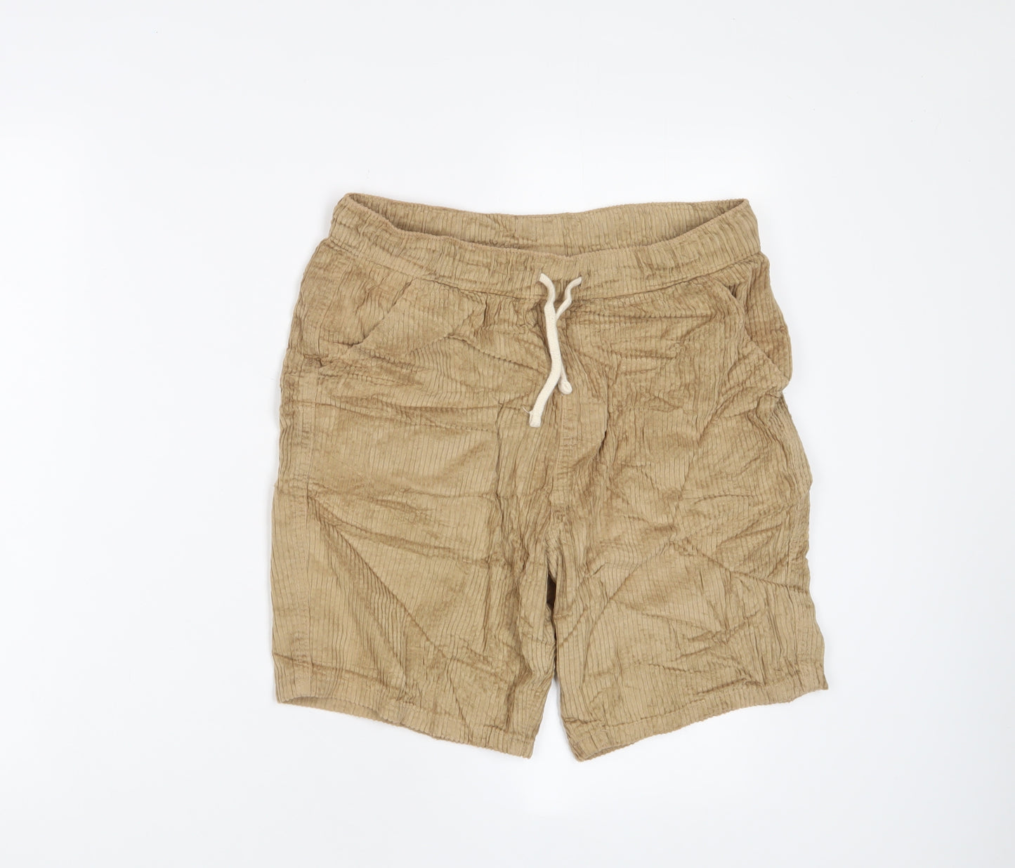 Marks and Spencer Boys Brown Cotton Bermuda Shorts Size 13-14 Years L7 in Regular Drawstring - Pockets
