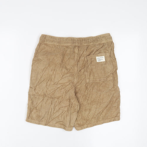 Marks and Spencer Boys Brown Cotton Bermuda Shorts Size 13-14 Years L7 in Regular Drawstring - Pockets