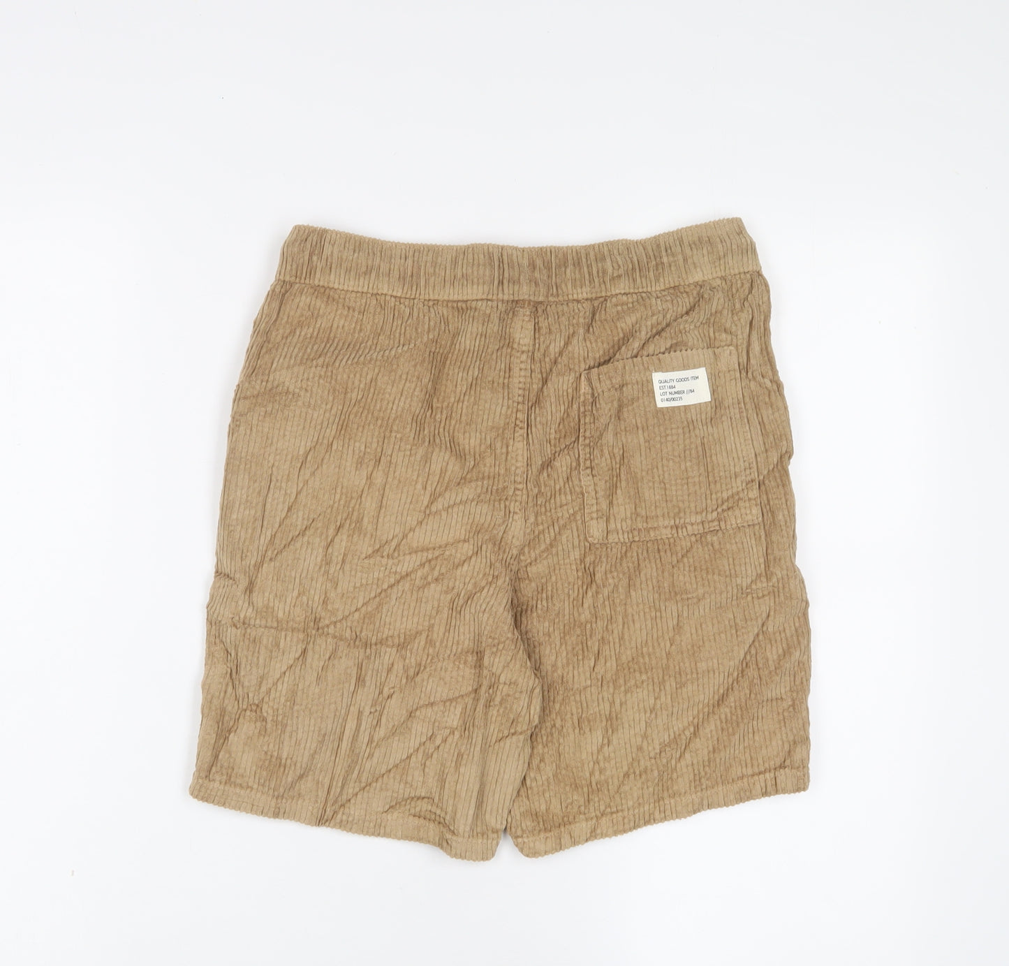 Marks and Spencer Boys Brown Cotton Bermuda Shorts Size 13-14 Years L7 in Regular Drawstring - Pockets