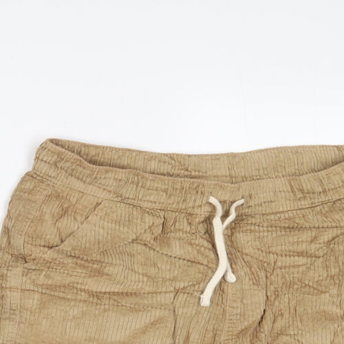 Marks and Spencer Boys Brown Cotton Bermuda Shorts Size 13-14 Years L7 in Regular Drawstring - Pockets