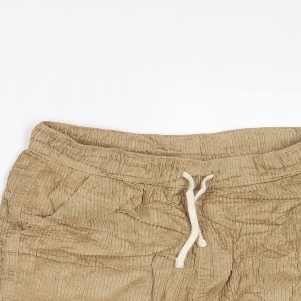 Marks and Spencer Boys Brown Cotton Bermuda Shorts Size 13-14 Years L7 in Regular Drawstring - Pockets